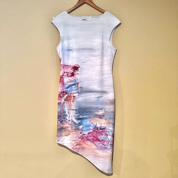 Le Galeriste Medusa Felicia Ponte Midi Wearable Art Dress Gray Pink Size Medium - Picture 2 of 8